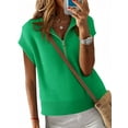 thumbnail image 2 of Womens Short Sleeve Cropped Knit Tops Half Zip Cap Sleeve Lightweight Oversized Sweater Vest, 2 of 5