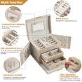 thumbnail image 4 of Casegrace Large Jewelry Box Organizer Girls PU Leather Drawer Boxes Earrings Ring Necklace Storage Case, 4 of 12