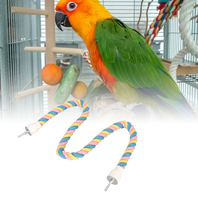 Colorful And Bendable Bird Cotton Rope Perch Climbing ParakeetsRope Toy Suitable For Cockatiels Bird Cotton Rope Perch Comfortable Rope Swing Perch For Birds Colorful Bendable