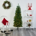 thumbnail image 2 of Nearly Natural 6ft. Slim Green Mountain Pine Artificial Christmas Tree with 250 Clear LED Lights, 2 of 7