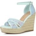 thumbnail image 1 of BLISSFUL STEP Women's Espadrille Wedge Heel Wedge Sandals, 1 of 6
