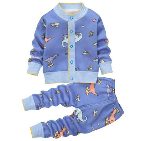 

Patgoal Baby Cartoon Pattern Knit With Padded Long Sleeve Trousers 2 Piece Set