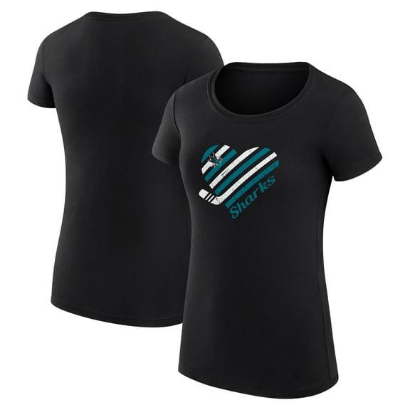 Women's G-III 4Her by Carl Banks Black San Jose Sharks Super-Slim Fit Lightweight Heart T-Shirt