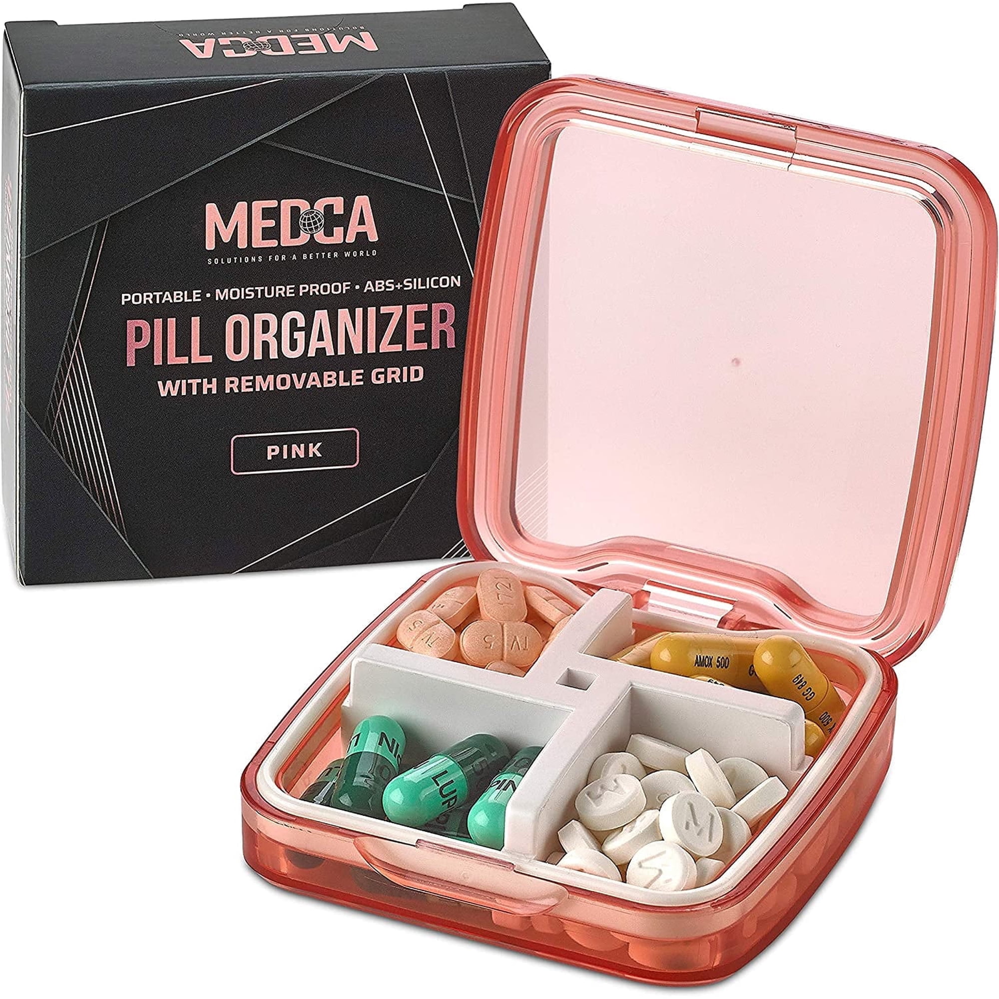 MEDca Compact Pill Box Organizer - Portable Waterproof Medicine by MEDca