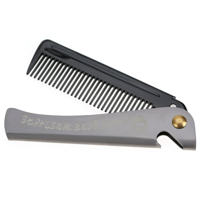 Peahefy Peigne de Mise en Forme Moustache Pliant à Poche en Acier Inoxydable Peigne Rond Dents Peigne à Barbe, Peigne à Barbe, Peigne à Barbe Portable