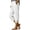 White 2, variant on Wensltd Women Capri Pants Elastic Waist Button Detail Split Hem Soft Lightweight Casual Wear With Pockets