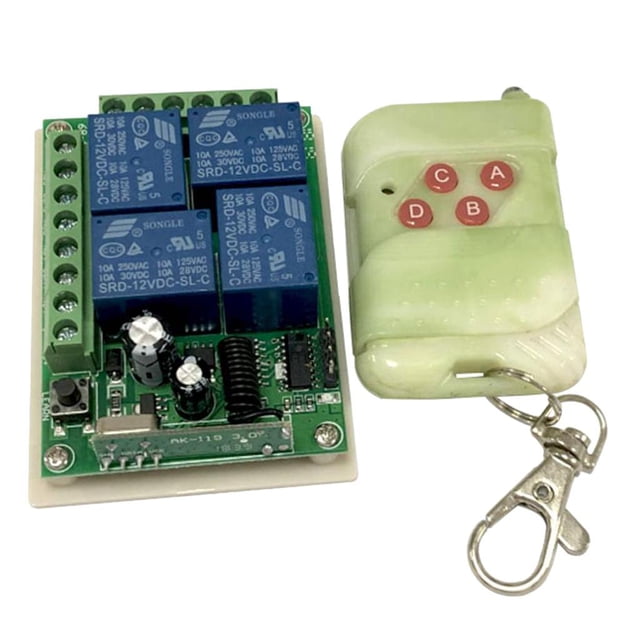DC12V Interruptor De telemando Inalámbrico Universal - Módulo Receptor De 4CH Y Transmisor Con Electrónico De Bloqueo De Bri Gloria Módulo de interruptor de control de relé