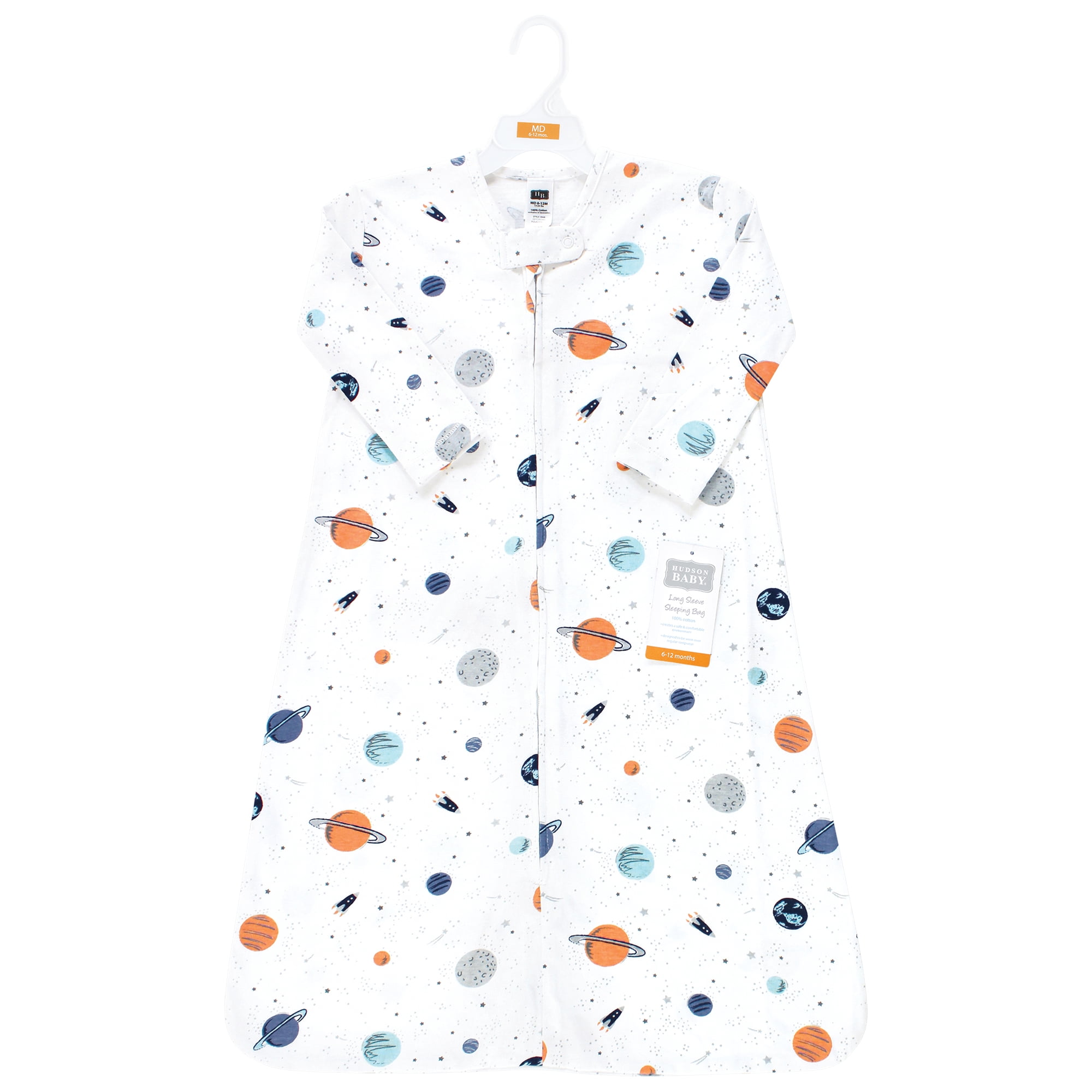 Hudson Baby Unisex Baby Long Sleeve Cotton Jersey Sleeping Bag, Space, 18-24 Months