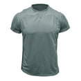 thumbnail image 2 of Dreluolixuan Dress Shirts for Men Short Sleeve Crewneck Cotton Tees Plain Solid Color Tops Slim Fit T Shirt Summer 2024 Vacation Beach Party Gray S, 2 of 4