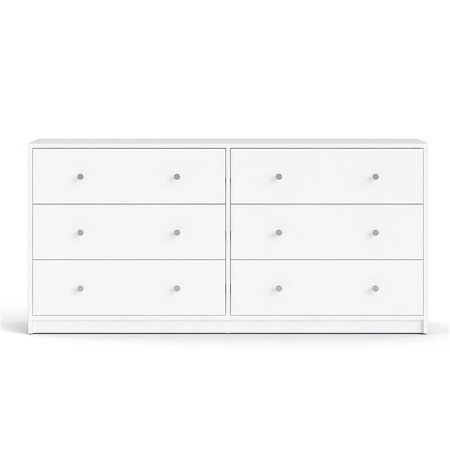 Pemberly Row 6-Drawer Contemporary Engineered Wood Double Dresser in White