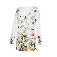 thumbnail image 3 of Qiylii Female Loose T shirt, Butterfly/ Flower Print O-Neck Long Sleeve Tops, 3 of 9
