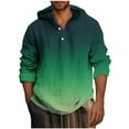 thumbnail image 1 of Blusa de manga larga con capucha para hombre, estilo informal, con botones, estampado degradado, de poliéster, 1 of 4