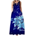 thumbnail image 2 of Fankiway Robe d'Été Sans Manches à Col Rond avec Poche Imprimée pour Femmes Grande Taille, 2 of 5