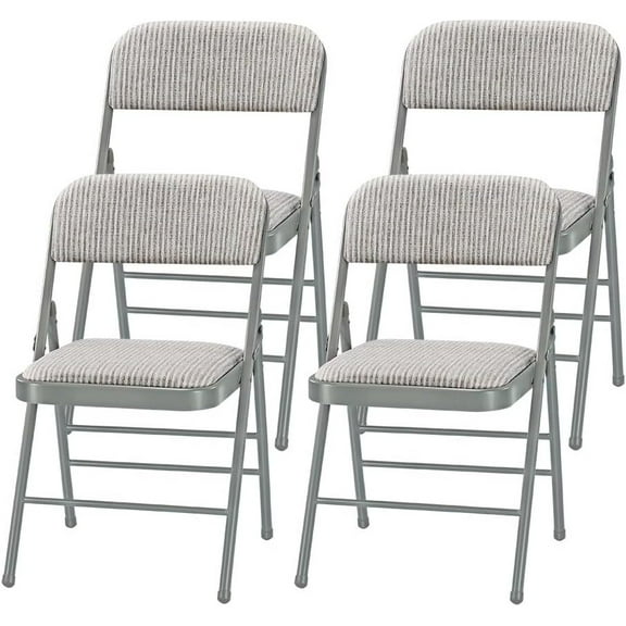 4 Pack Folding Chairs w/ Cushion, Metal Frame Foldable Chair for Party, Event