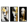 thumbnail image 2 of Designart "Exquisite Young Woman Glamorous Gold Portrait VI" Fashion Woman Framed Wall Art Set Of 3 - Gold Glam Frame Gallery Wall Set For Home Decor, 2 of 6