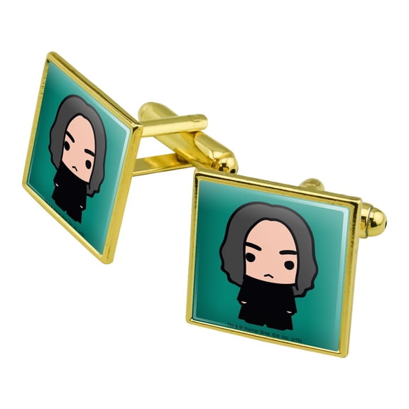Harry Potter Snape Cute Chibi Character Square Cufflink Set - Silver or Gold