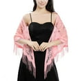 thumbnail image 3 of Ladiery Triangle Lace Shawls and Wraps for Evening Dresses with Tassels for Evening Party Mesh Wedding Shawls, 3 of 7