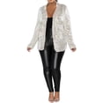 thumbnail image 6 of Tiqkatyck Womens Coats Clearance Womens Sequin Casual Long Sleeve Open Front Jacket Long Sleeve Jackets Front Zip Loose Casual Jacket Womens Clothes Jackets for Women Silver, 6 of 9