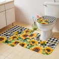 thumbnail image 2 of Sunflower Bee Bath Mat 3 Piece Bathroom Rug Set, Black Buffalo Plaid Botanical Leaf Floral Non Slip Bath Rug Contour Mat and Toilet Lid Cover, Absorbent Shower Mats Soft Bath Rugs and Mats Sets, 2 of 8