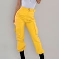 thumbnail image 2 of Clearance RYRJJ Outdoor Elastic High Waisted Cargo Pants for Women Casual Baggy Combat Twill Jogger Pants with Multi-Pockets(Without Belt)(Yellow,XL), 2 of 9