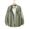 thumbnail image 2 of 100% Cotton Sun Protection Shirts for Men Button Long Sleeve Henley Collar Summer Casual Breathable Outdoor Shirts with Pockets Army Green M, 2 of 8