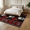 thumbnail image 3 of ODIKA 6'x9' Washable Area Rug Non-Slip, Chair-Friendly, Ghost Horror Gothic Skull Novelty Goth Vintage Spooky Border for Dining Room, Under Table, Office Décor, 3 of 7