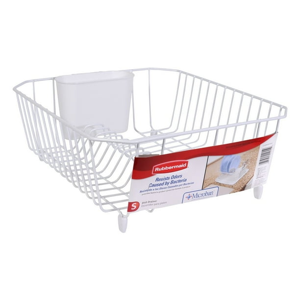 Rubbermaid 6008ARWHT Microban Coated Wire Dish Drainer, Small, White
