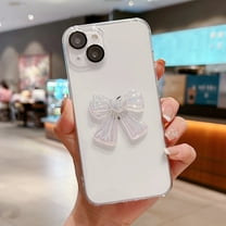 Dteck Compatible Case For iPhone 13 Pro,Camera Lens Protector Luxury Gradient PC TPU Dustproof Shockproof Bumper Frame Back with Bow Tie Cover.For iPhone 13 Pro,Clear