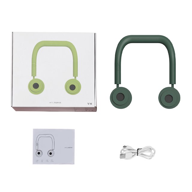 Ventilador de refrigeración Ventilador colgante de cuello giratorio de 360 ° ajustable Enfriador de aire portátil recargable, Verde oscuro Scienceny HA004927-02B