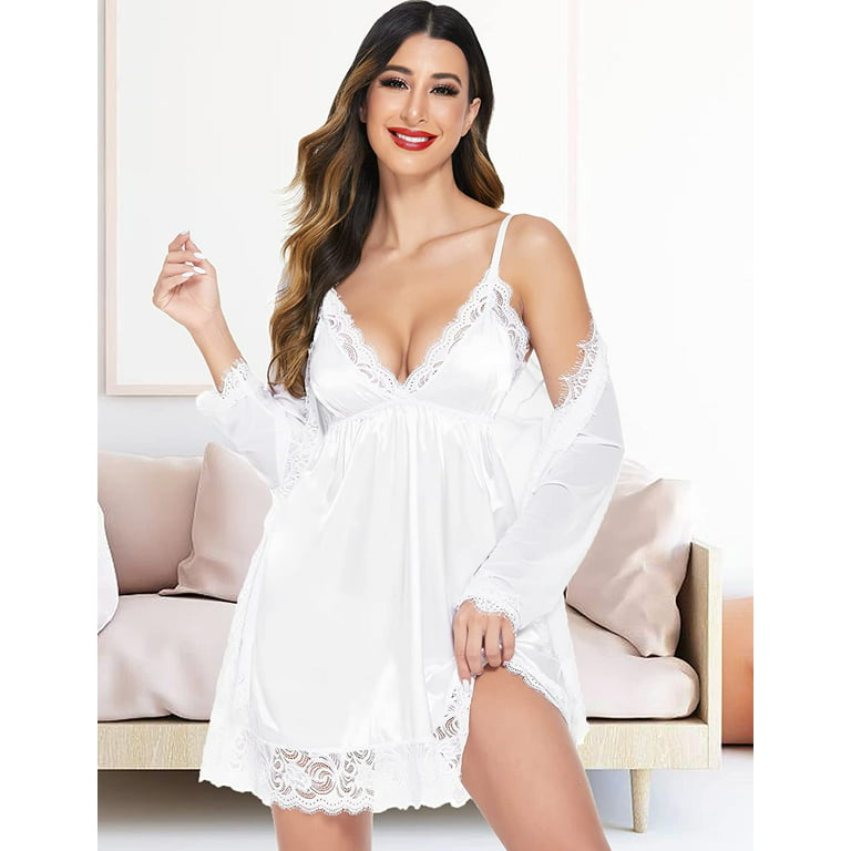 Sexy Nighty for Women Naughty Plus Short Silk Nightgowns for Women Sexy  Pajamas for Women Set Silk Plus Size