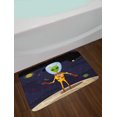 thumbnail image 2 of Alien Bath Mat, Ufo Cartoon of Funny Creature in Spacesuit Standing on the Moon and Space Backdrop, Plush Bathroom Decor Mat with Non Slip Backing, 29.5" X 17.5", Multicolor, by Ambesonne, 2 of 2