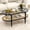Black, variant on General Rattan Coffee Table, 47.5" Rectangle Solid Wood Tea Table w/Tempered Glass Tabletop, Rattan Storage Shelf, 2-Tier Boho Coffee Tables, Farmhouse Center Table for Living Room (Black)