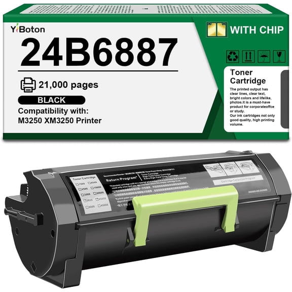 24B6887 Black Toner Cartridge Compatible for Lexmark M3250 XM3250 Printer (1Pack)