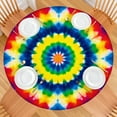 thumbnail image 2 of Colorful Rainbow Tie Dye Spiral Pattern Round Fitted Tablecloth with Elastic Edge,Dining Table Cover Waterproof,Outdoor Round Tablecloth for Camping,Dining,Indoor and Outdoor, 2 of 7
