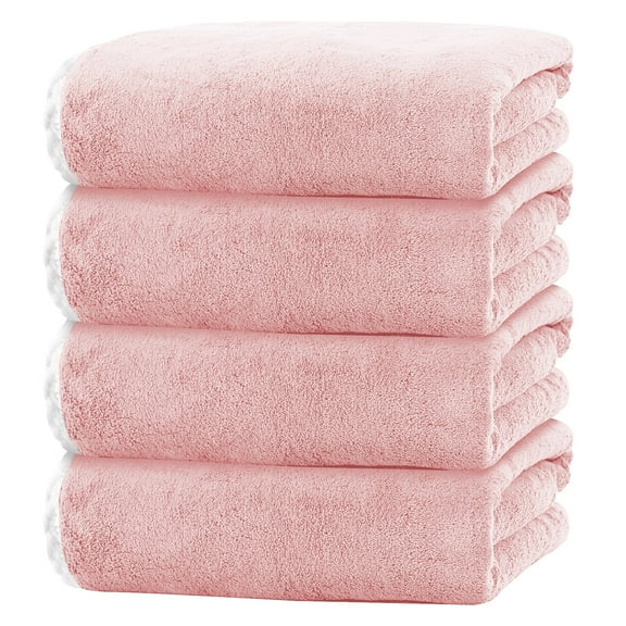 Pink Bath Towels Set of 4, Large & Ultra Soft Bath Towels 35x70in, Highly Absorbent and Quick Dry Hotel Towels for Bathroom Gym Swim, Durable Microfiber Shower Sheets for Adult,Pet