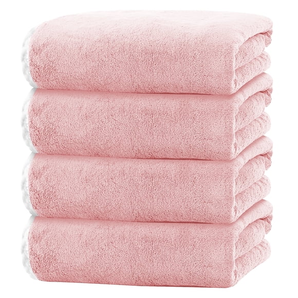 Juego de 4 Toallas de Baño Rosas, Toallas de Baño Grandes y Ultrasuaves 35x70in, Toallas de Hotel Altamente Absorbentes y de Secado Rápido para Baño Gimnasio Natación, Sábanas de Ducha de Microfib...