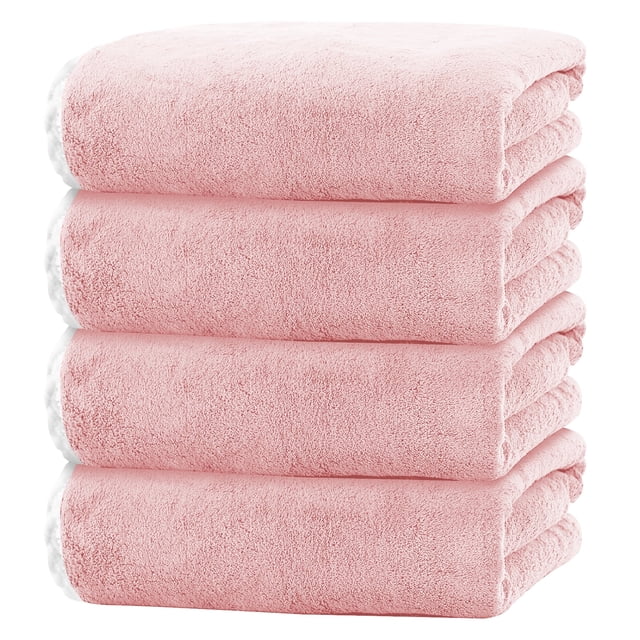 Juego de 4 Toallas de Baño Rosas, Toallas de Baño Grandes y Ultrasuaves 35x70in, Toallas de Hotel Altamente Absorbentes y de Secado Rápido para Baño Gimnasio Natación, Sábanas de Ducha de Microfib...