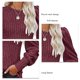 thumbnail image 5 of Top de cuello redondo para mujer, Top de manga larga abombado de Color puro suave y cómodo a la moda para la oficina diaria, rojo vino XXL, 5 of 6