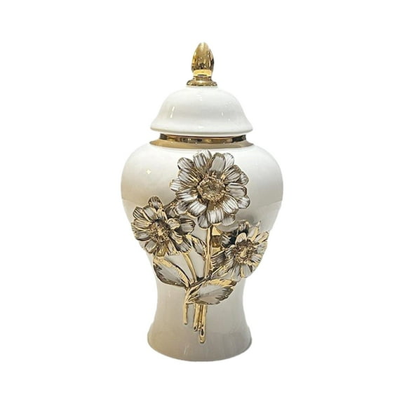WLPZXP Porcelain Vase Ginger Jar with Carved Flowers Decorative Multipurpose Temple Jar
