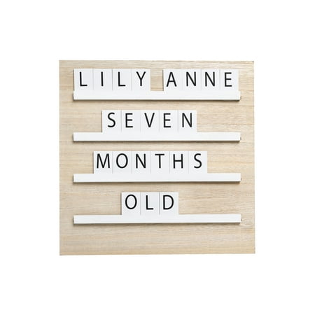 UPC: 0698904831037 | Pearhead Wooden Tile Letterboard Neutral Baby Keepsake Photo Prop