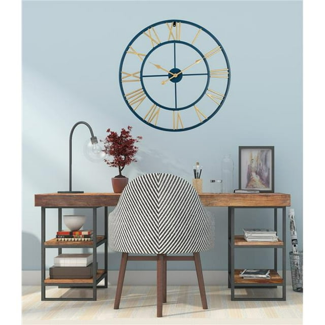 Utopia Alley CL46NY 27 in. Oversized Roman Round Wall Clock, Navy Blue