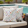 thumbnail image 5 of Wildflowers Pillow Covers 2 Pack Colorful Spring Floral Botanical Flower Plants Pillowcase Waterproof Outdoor Throw Pillow Cover for Patio Garden Square Cushion 24”x24”, 5 of 9