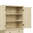 thumbnail image 4 of Mid-Century 4 Doors Cabinet with 4 Adjustable Inner Shelves & 1 Drawer, Engineered Rattan Storage Unit with Wood Grain,  Natural, 4 of 7
