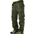 thumbnail image 5 of Men's Cargo Pants Work Camo Cotton Casual Combat Wild Outdoor Ripstop Trousers with 8 Pockets Army Green XL, 5 of 6