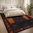 thumbnail image 3 of ODIKA 8'x10' Washable Area Rug Durable, Non-Slip Mansion Spooky Bats Gothic Skull Motif Halloween Eerie Haunted Playful for Living Room, Under Sectional, Family, 3 of 7