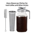 thumbnail image 4 of Glass Mason Jar Pitcher with Lid 1 Quart (32oz / 1L) Wide Mouth Leak Proof Water Jug with Filter Lid Cold Brew Pitcher for Water / Juice / Milk / Tea / Iced Coffee and Drinks, 4 of 7
