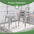 thumbnail image 4 of Stackable Bar Stools Set of 4, Backless 18 Inch Industrial Metal Barstools for Indoor Outdoor Classroom Kitchen Small Gathering (Gray), 4 of 10