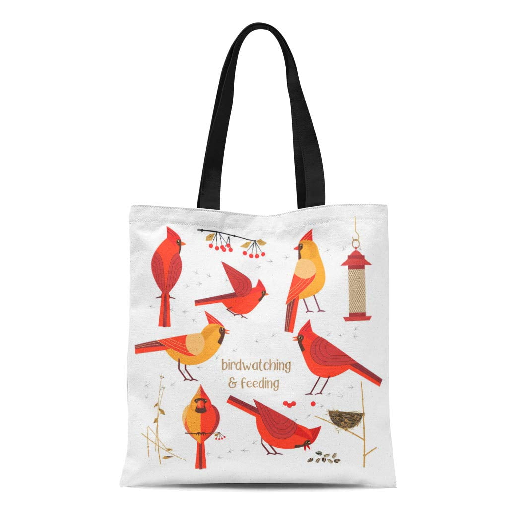 LADDKE Canvas Bag Resuable Tote Grocery Shopping Bags Birdwatching Bird