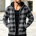 thumbnail image 5 of Ceisia Men Plaid Fleece Lined Hooded Jacket Buffalo Check Full Zip Drawstring Hood Side Pockets Warm Coat For Cold Weather Outdoor Casual Street Style Gift, 5 of 5