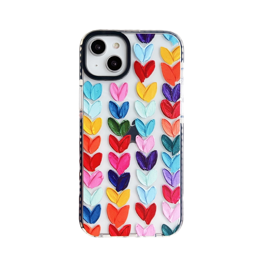 Daub Loving Heart Multi Color Bumper Phone Case for iPhone 14 Women Cellphone Cover Fashion Cases for iPhone 14 6.1" - Walmart.com